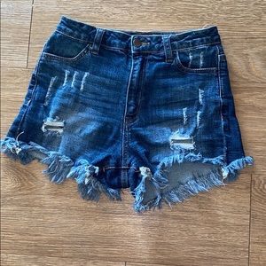 Denim distressed shorts
